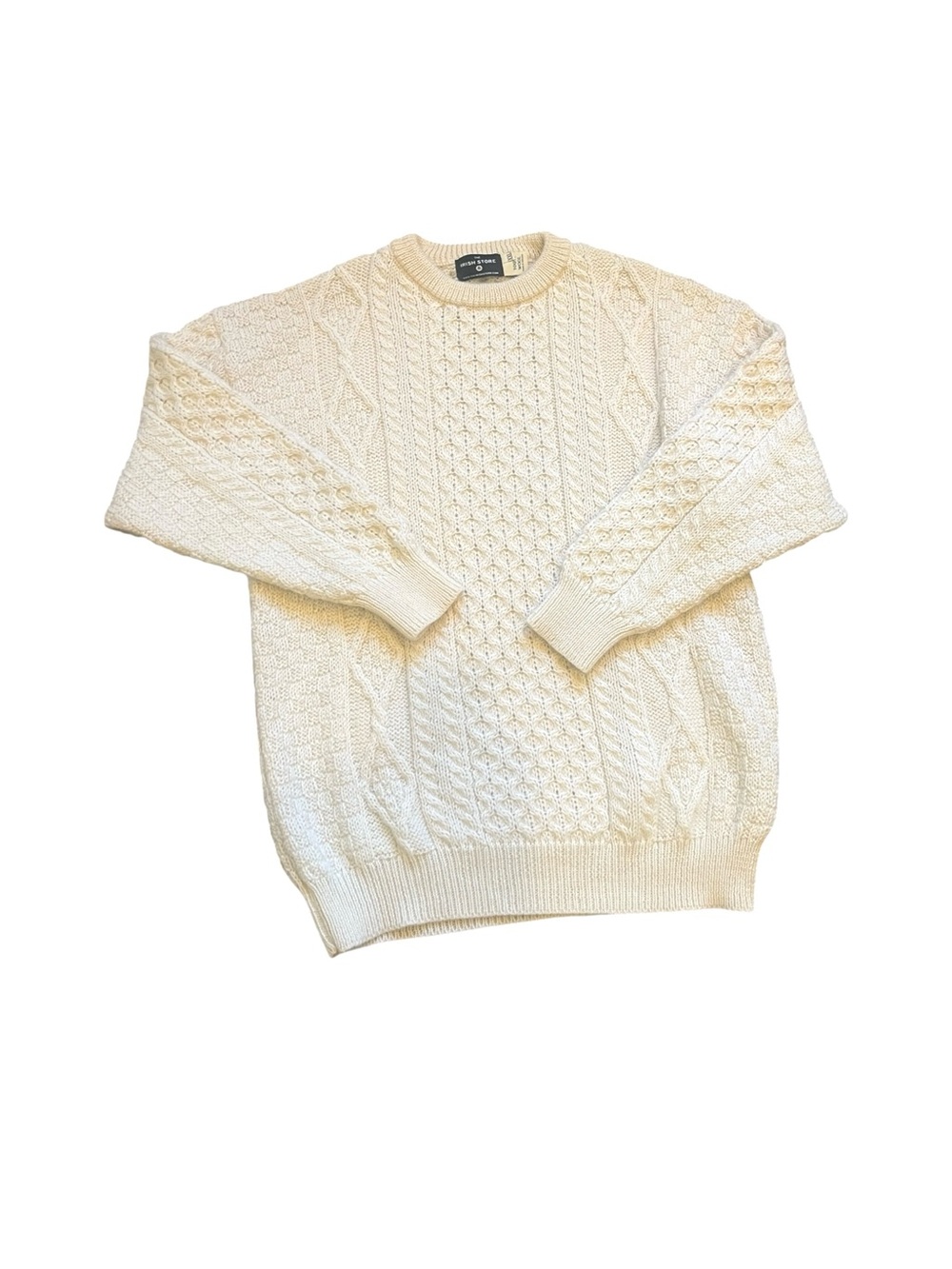 Cream Cable Knit Crewneck Sweater - Men the Irish store